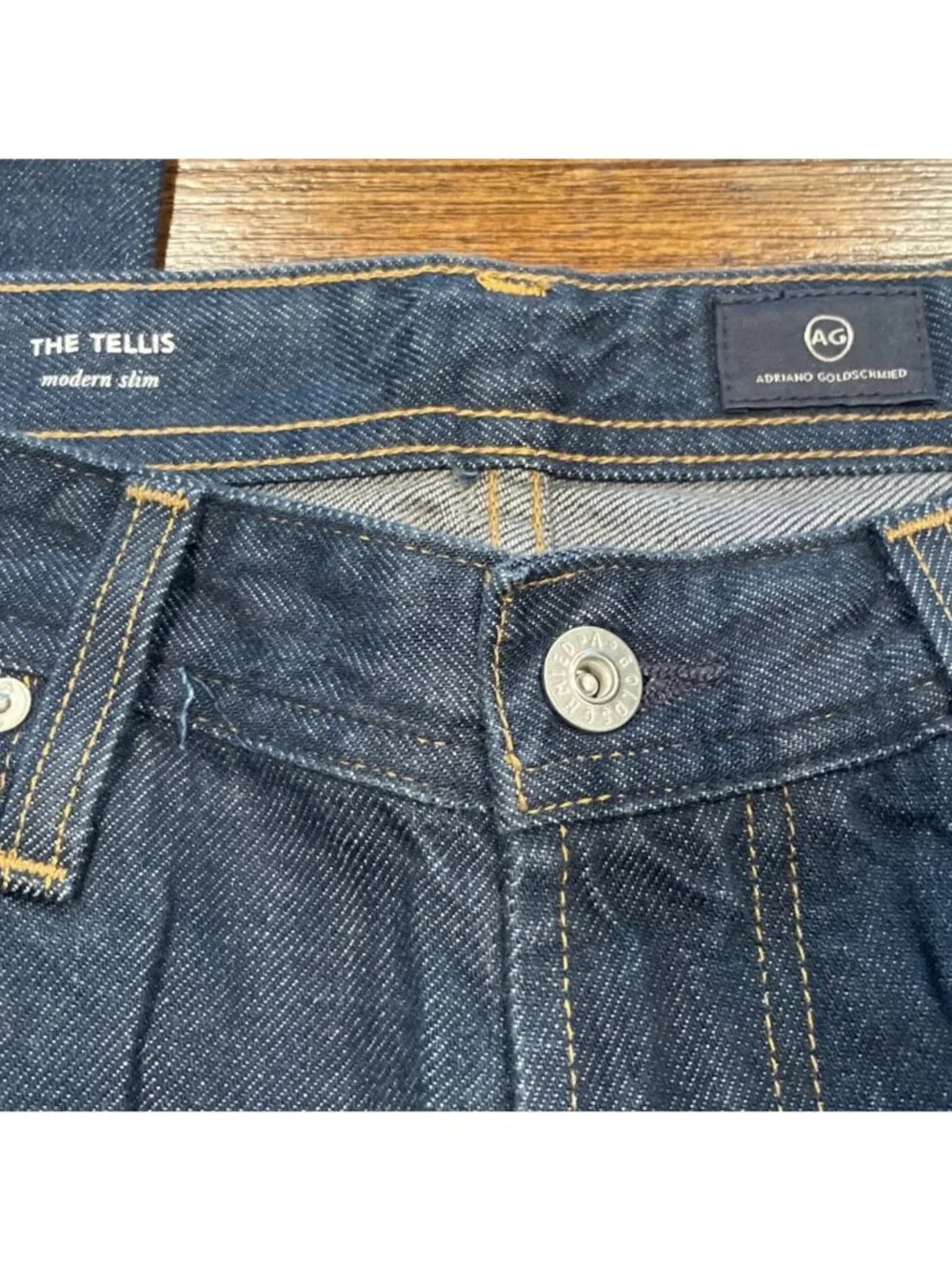 AG Tellis Modern Slim Jean Mens 31x33.5 Dark Wash Indigo Denim Minimalist Casual